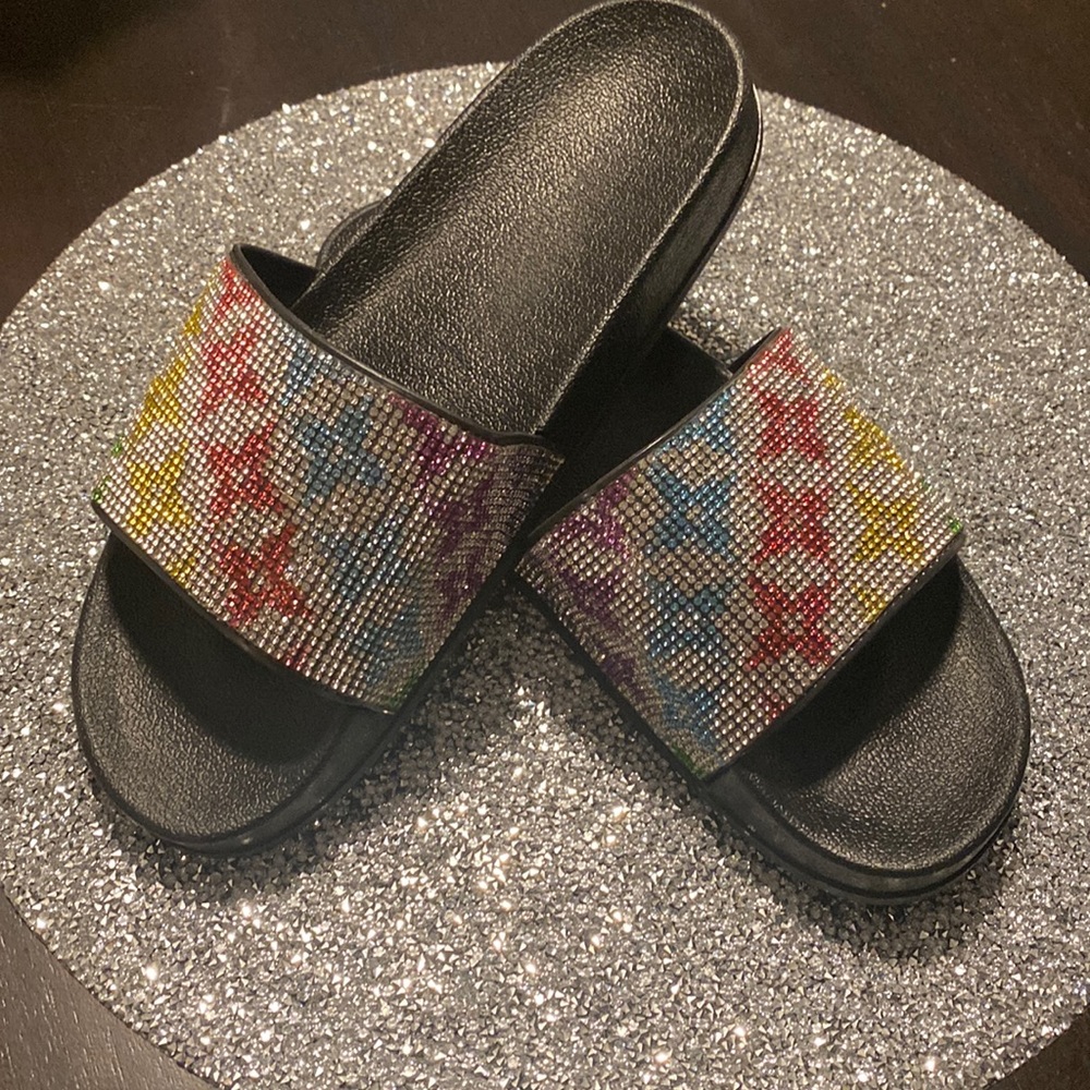 Rhinestones Slippers, Size 7.5/8, Brand New w/o tags